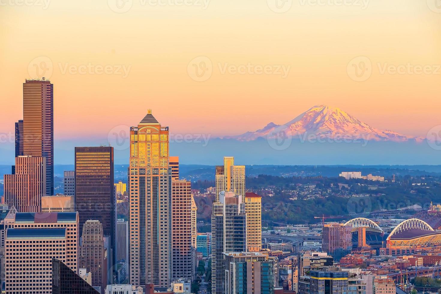 Seattle skyline del centro città paesaggio urbano nello stato di washington, usa foto