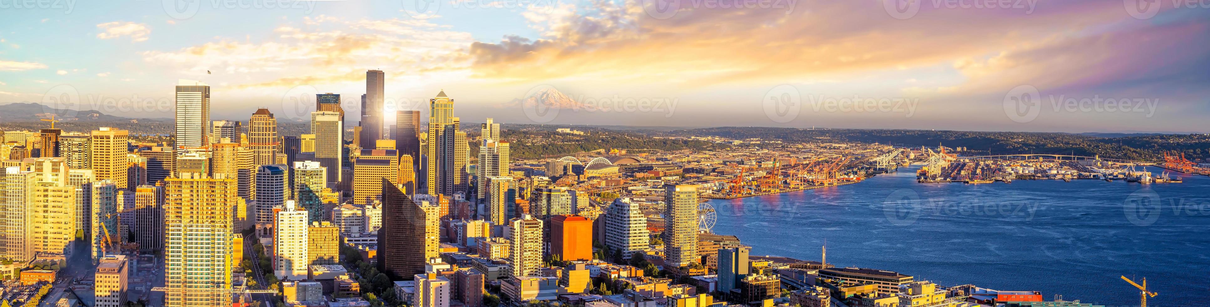 Seattle skyline del centro città paesaggio urbano nello stato di washington, usa foto