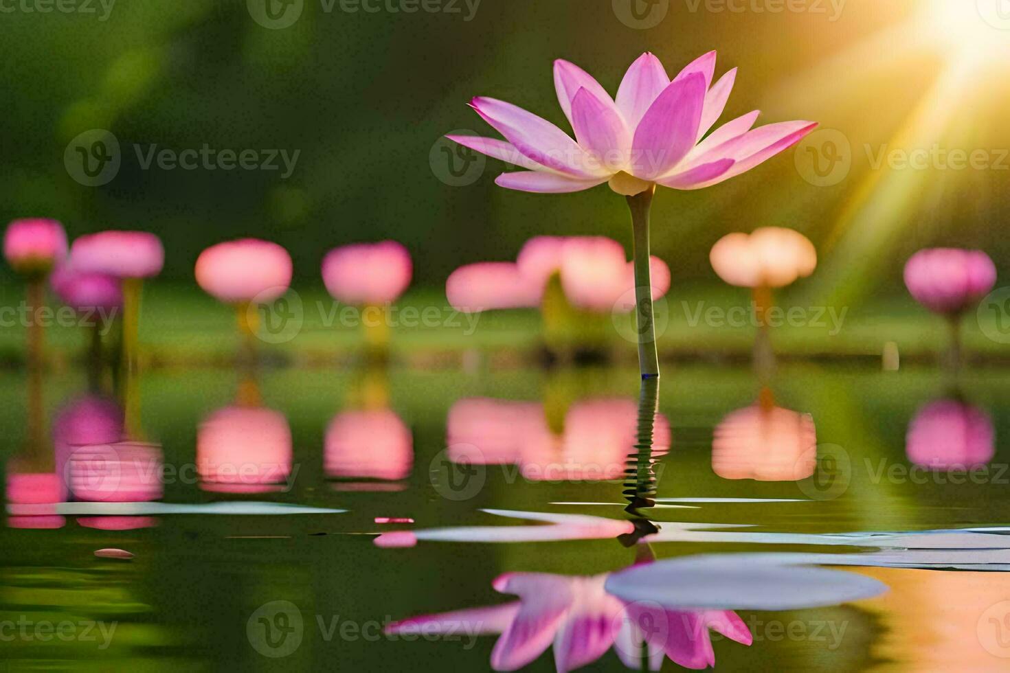 loto fiore nel il acqua. ai-generato foto
