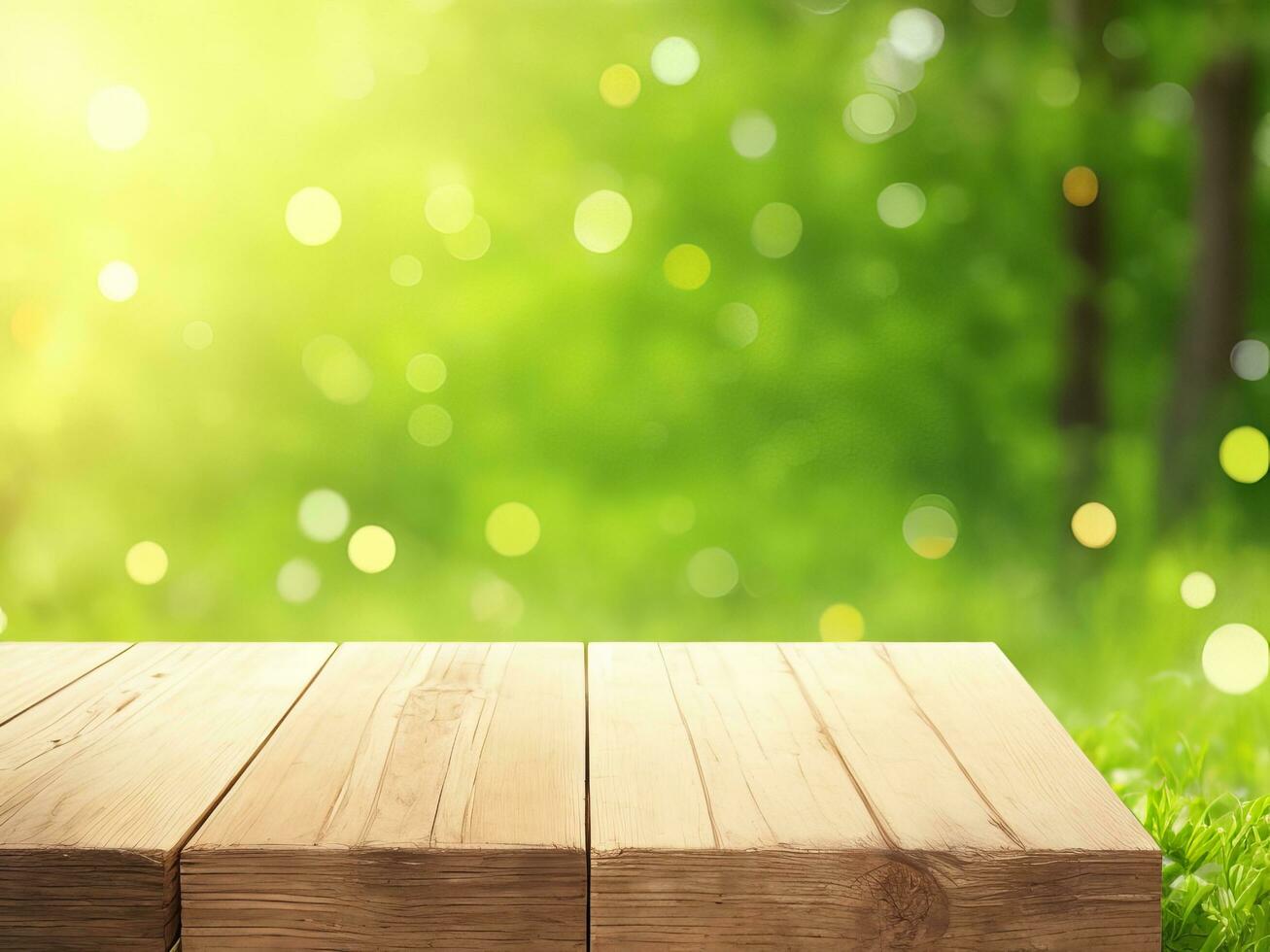 gratuito premio di legno terrazza legna tavoli elevare il tuo all'aperto spazio, generativo ai foto