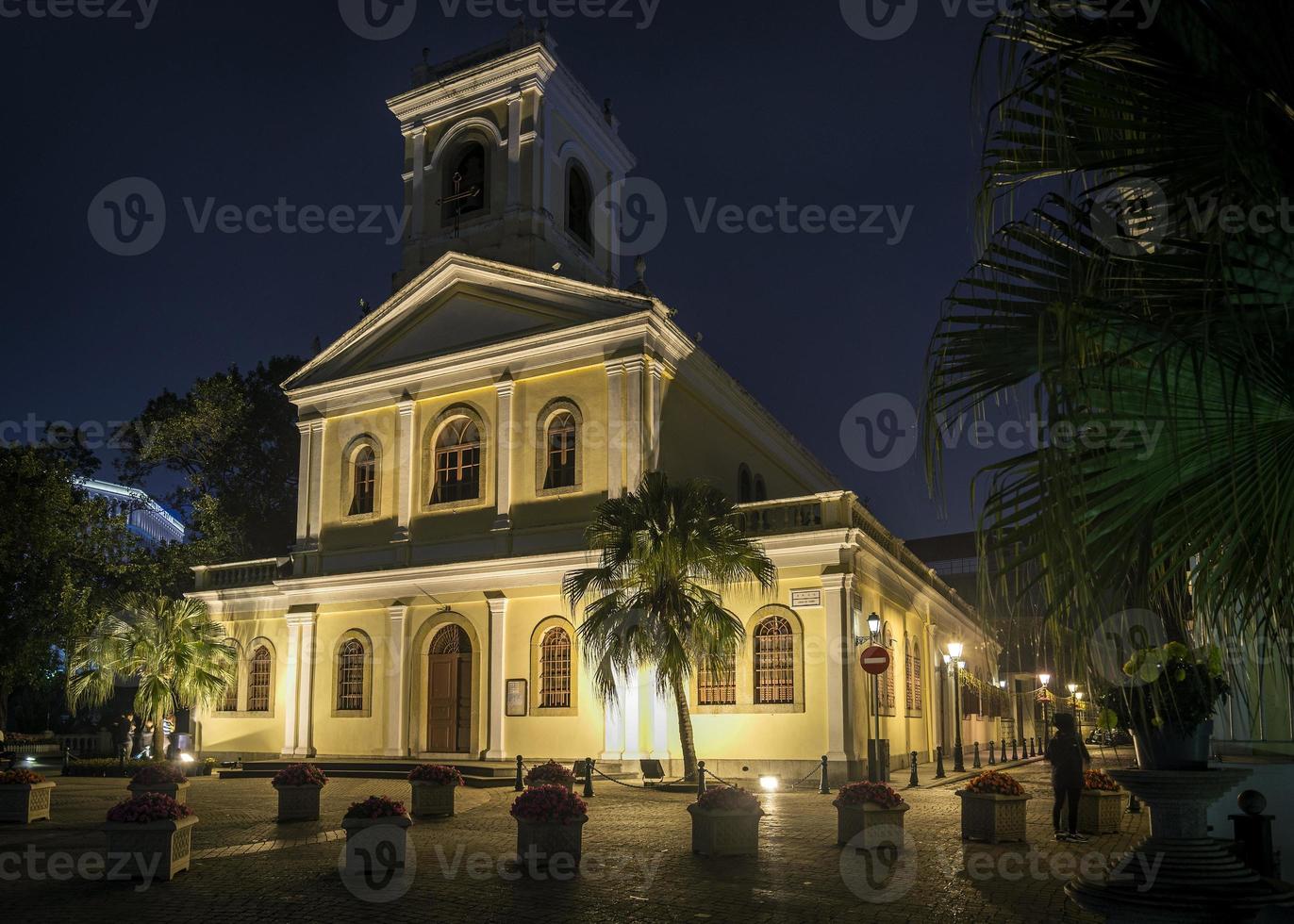 chiesa di architettura coloniale portoghese di nostra signora di carmo punto di riferimento a taipa macao cina foto