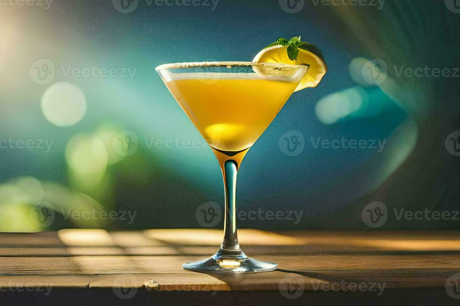 un' cocktail con un' Limone fetta su superiore. ai-generato foto