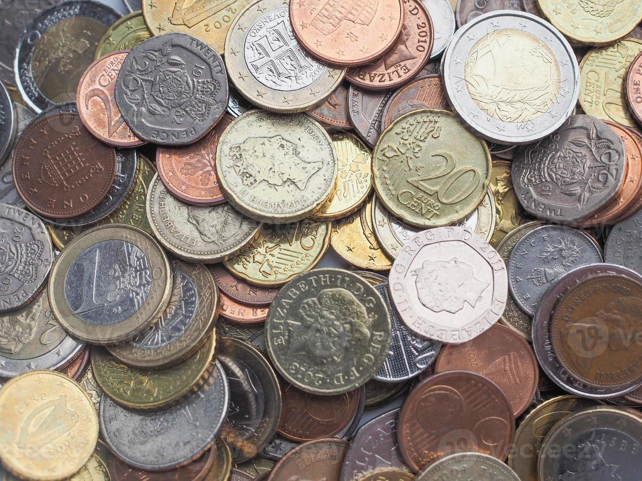 monete in euro e sterline foto