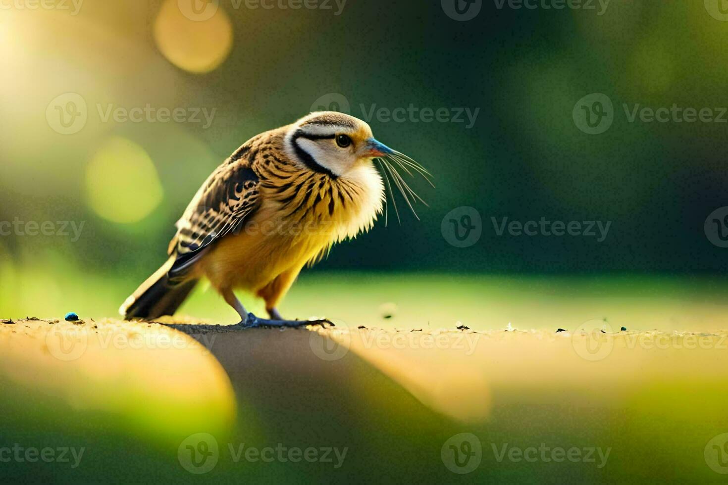 un' uccello è in piedi su il terra con suo becco aprire. ai-generato foto