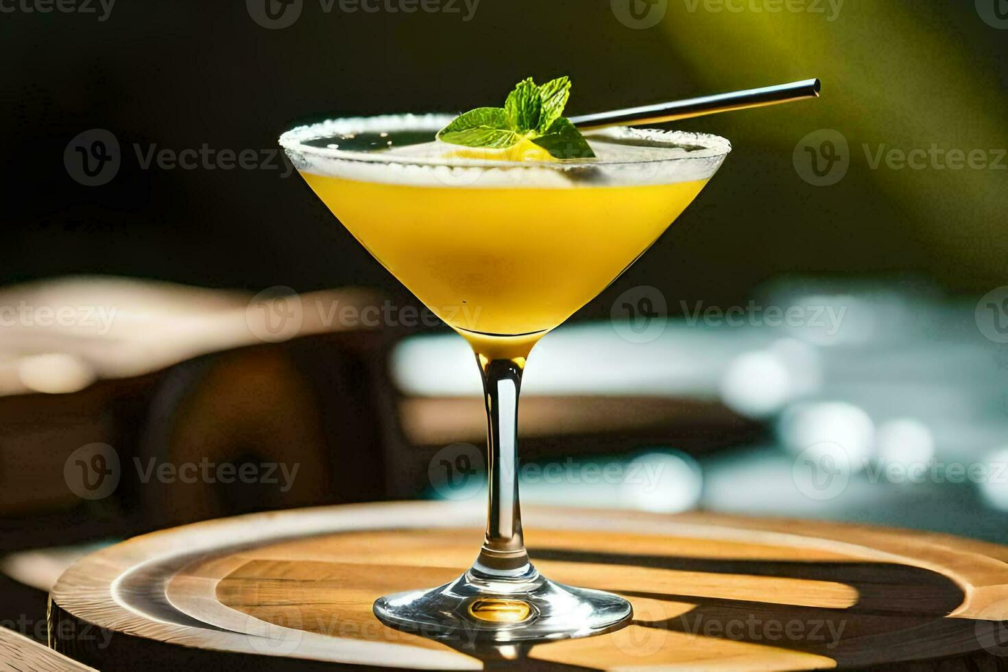 un' cocktail con un' Limone e menta contorno. ai-generato foto