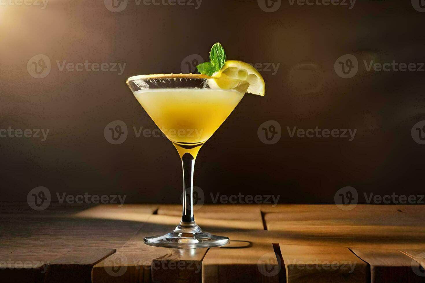 un' cocktail con un' Limone fetta su superiore. ai-generato foto