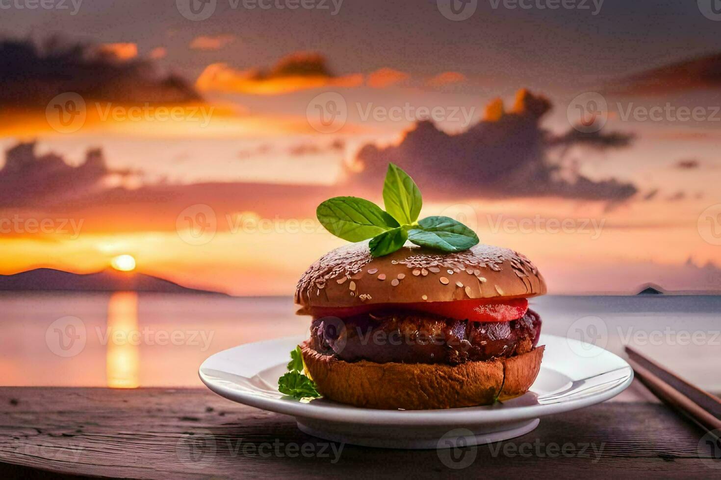 il tramonto al di sopra di il oceano. ai-generato foto