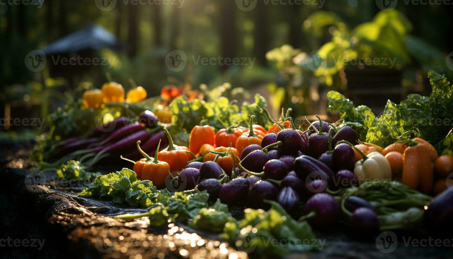 freschezza di biologico verdure nel natura, un' salutare agricolo festa generato di ai foto