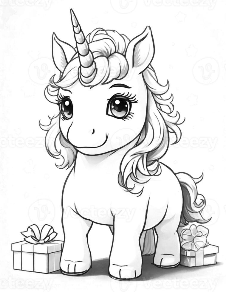 kawaii unicorno colorazione libro per bambini foto