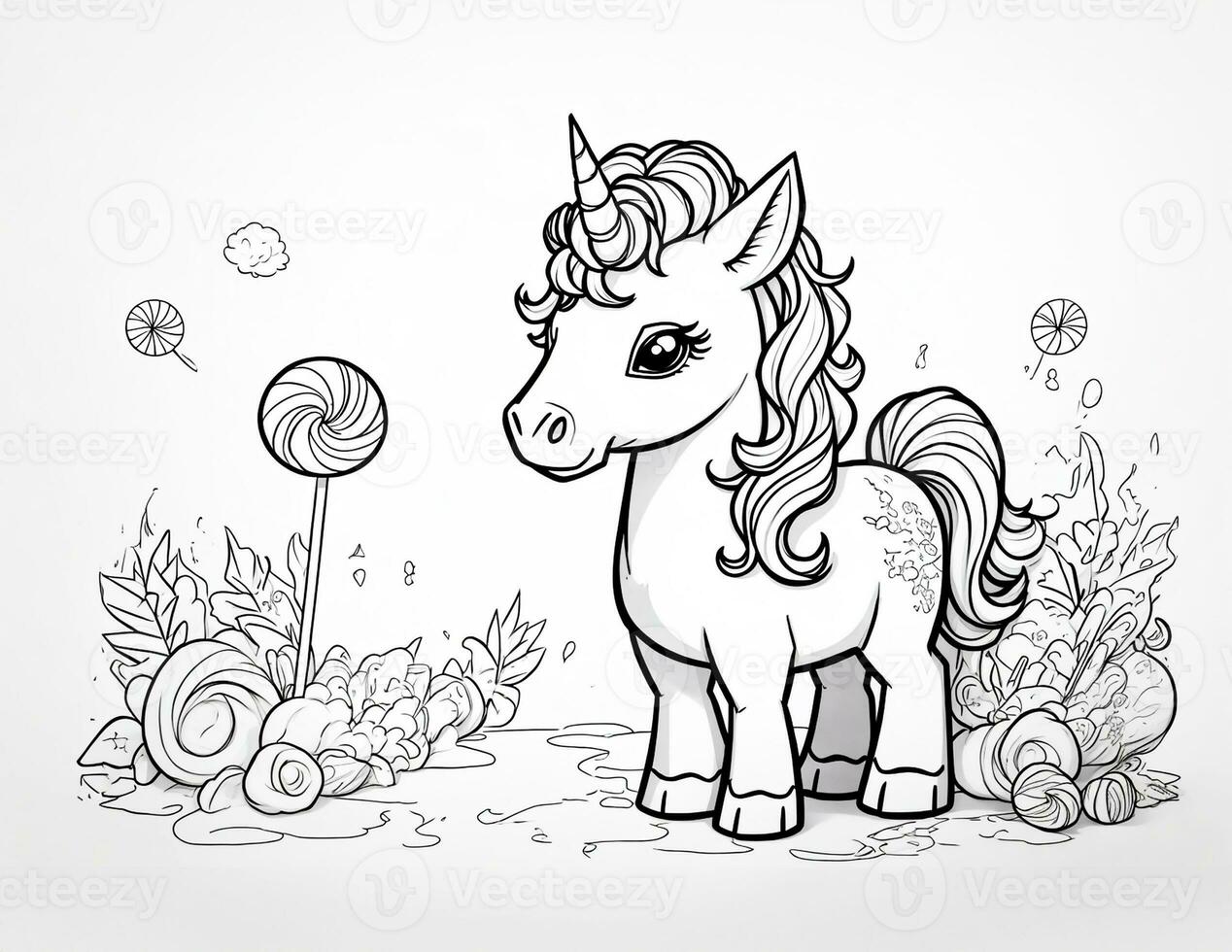 kawaii unicorno colorazione libro per bambini foto