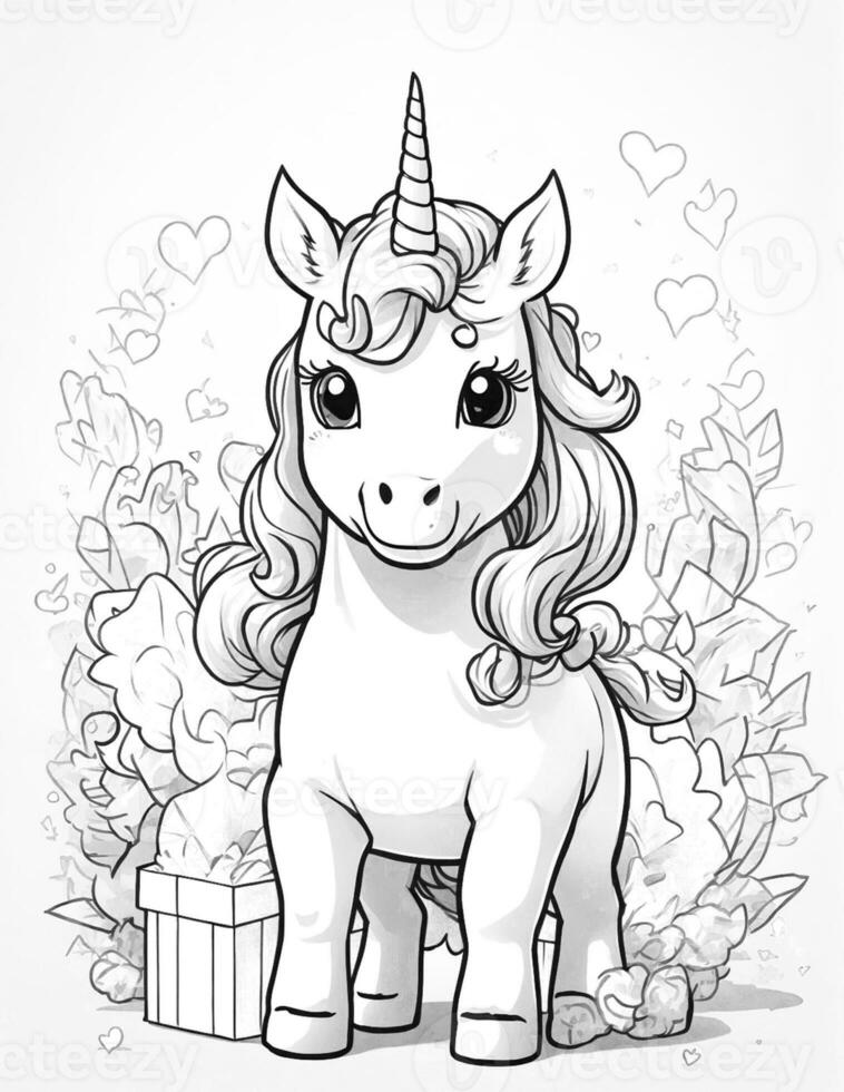 kawaii unicorno colorazione libro per bambini foto