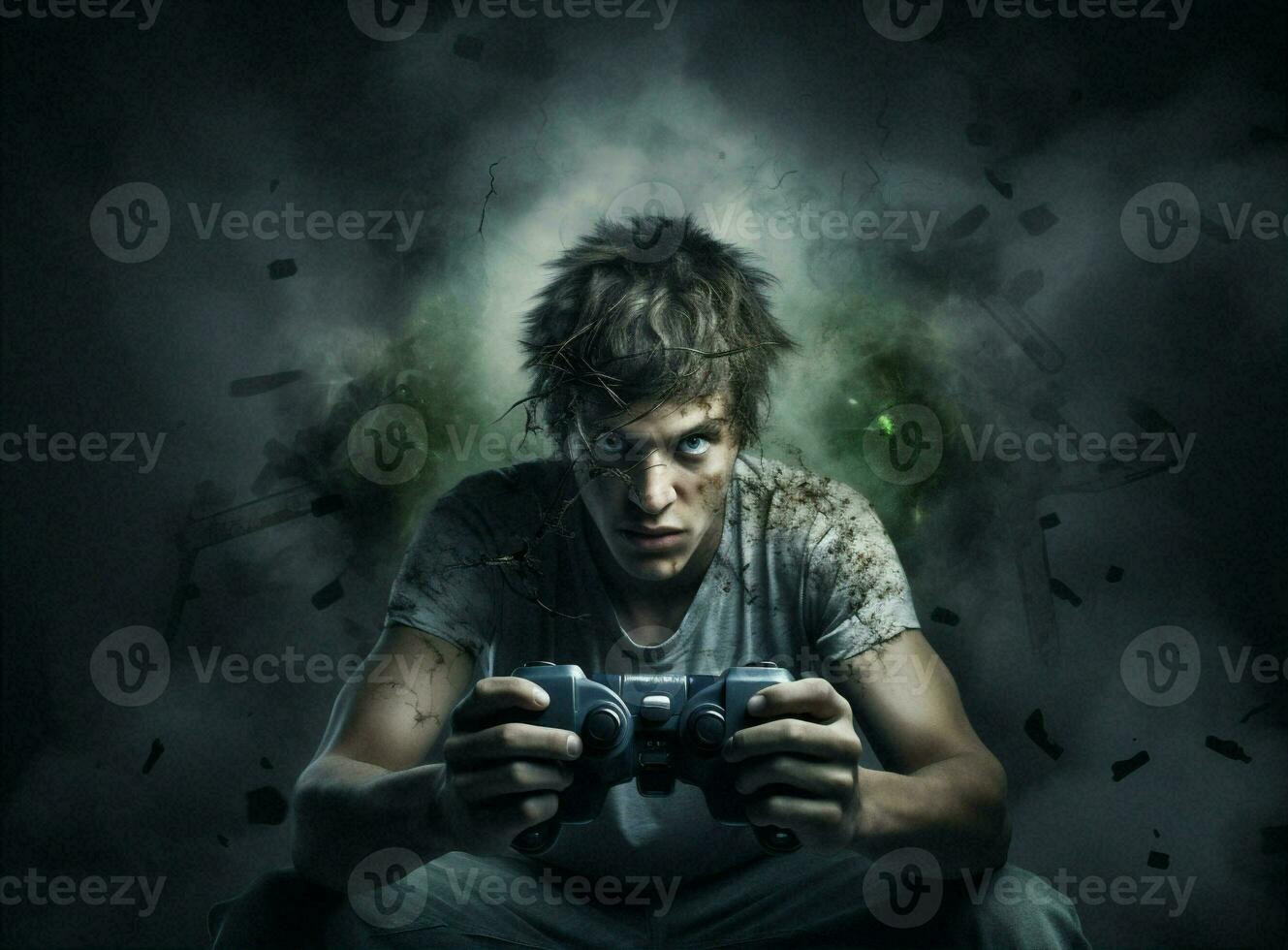 giocando uomo tempo libero gamer tecnologia telecomando da gioco espressione in linea sfondo orrore urlare arrabbiato fatica ritratto foto