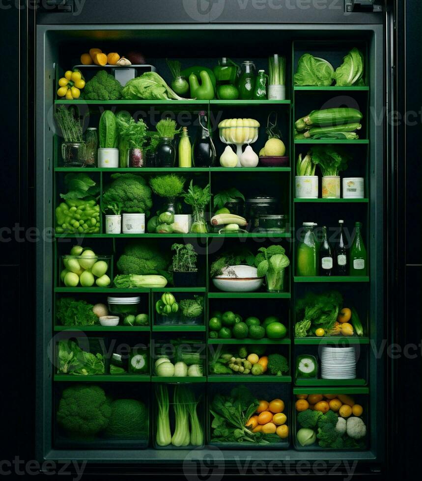 broccoli Mela salutare dieta cucina fresco frigo cibo vegetariano verde mangiare frigorifero foto