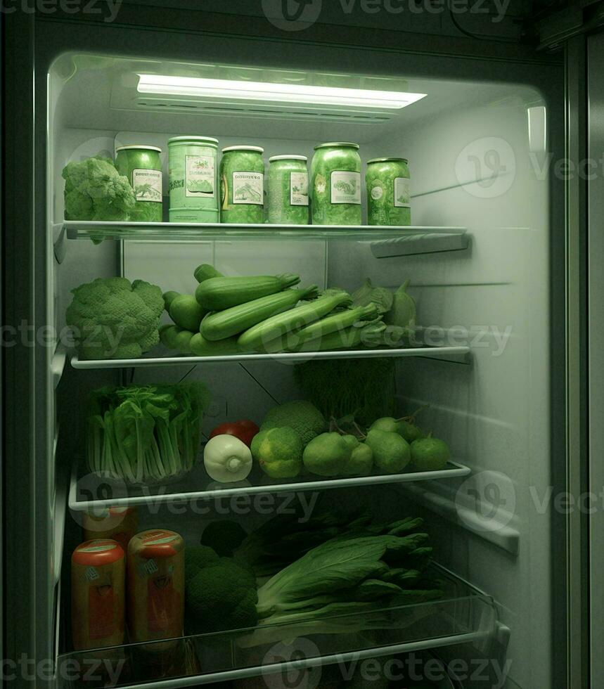 dieta cibo verde frigorifero salutare vegetariano fresco cucina frigo broccoli foto