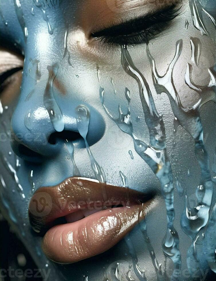 ritratto donna cura pulito attraente acqua viso bellezza pioggia le spalle bianca adulto pelle trattamento foto