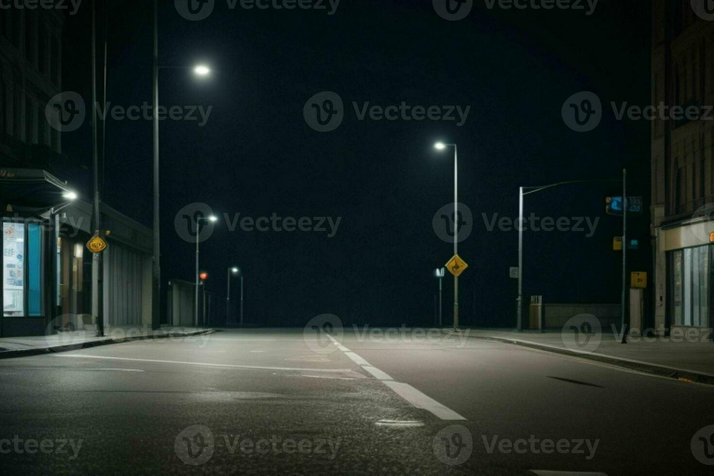 vuoto spazio su il strada su il notte. sfondo. ai generativo professionista foto