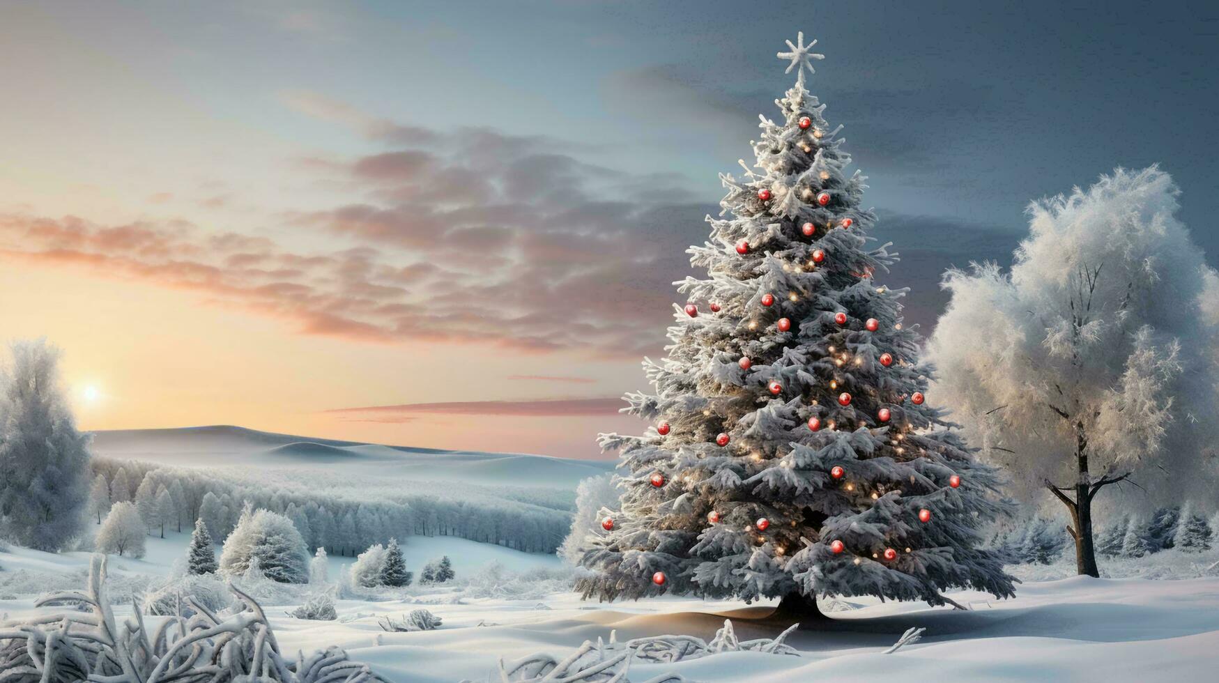 Natale nuovo anno festivo bellissimo inverno innevato alberi Natale alberi, sfondo foto