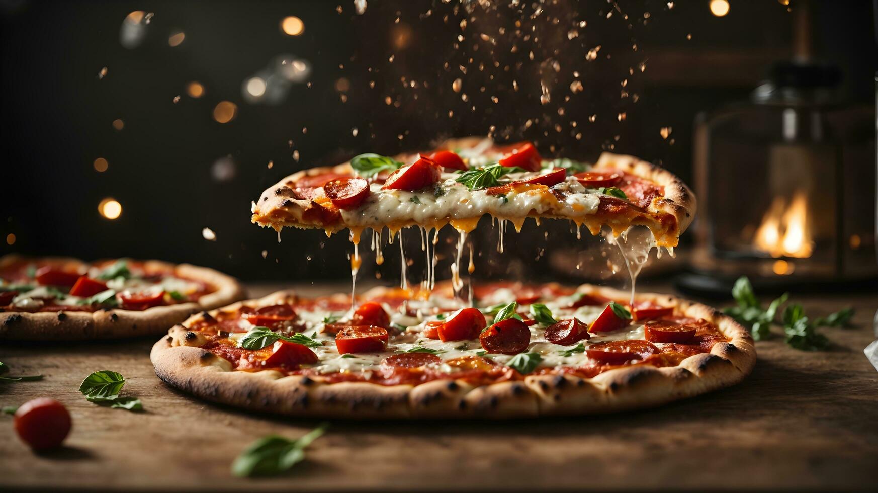 cibo salutare fresco pane Pizza succo sano generativo ai foto