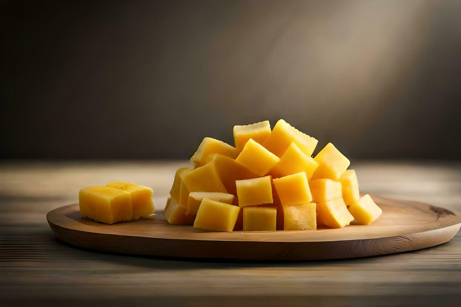 cubi di formaggio su un' di legno tavola. ai-generato foto