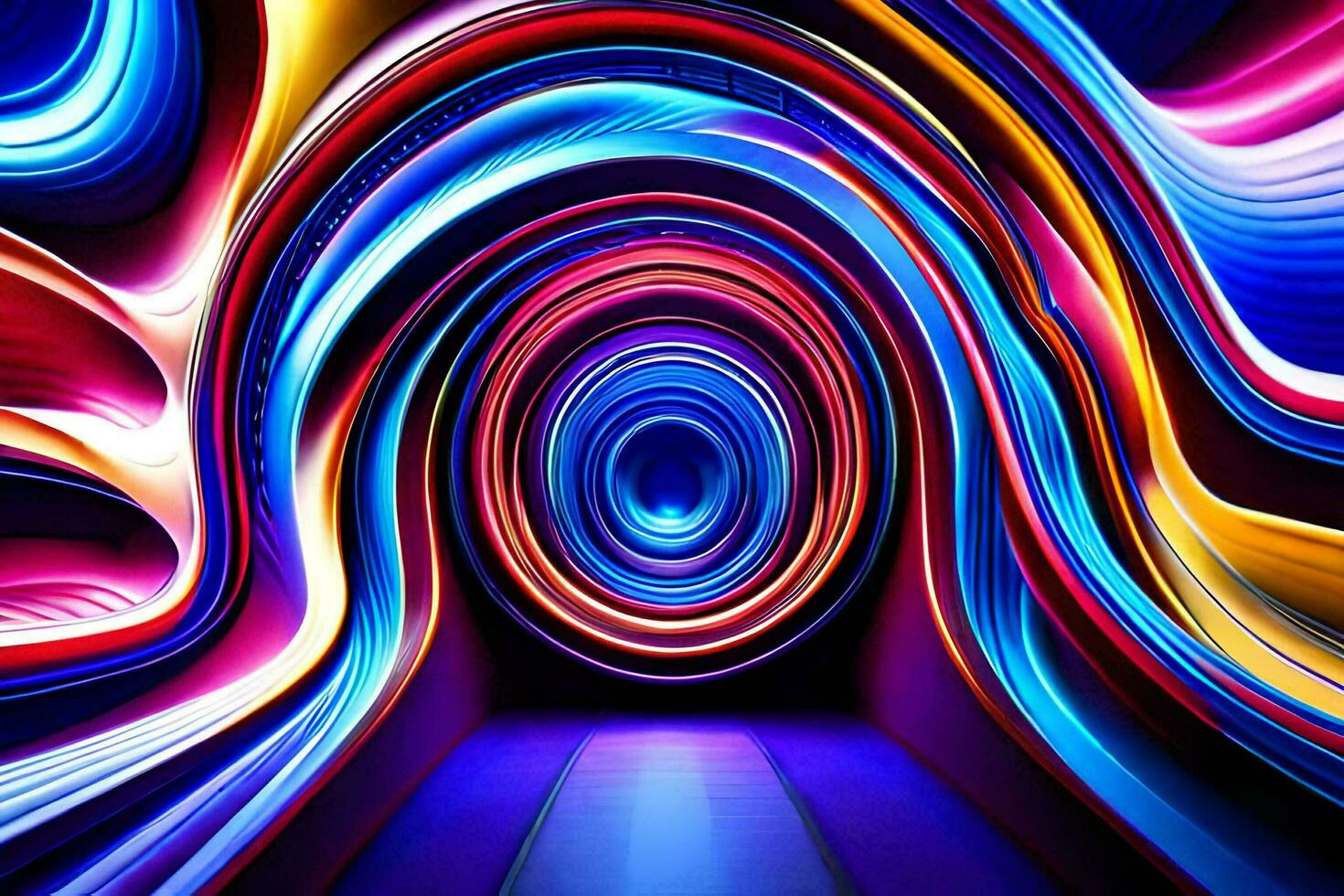 un' colorato tunnel con un' luminosa luce. ai-generato foto