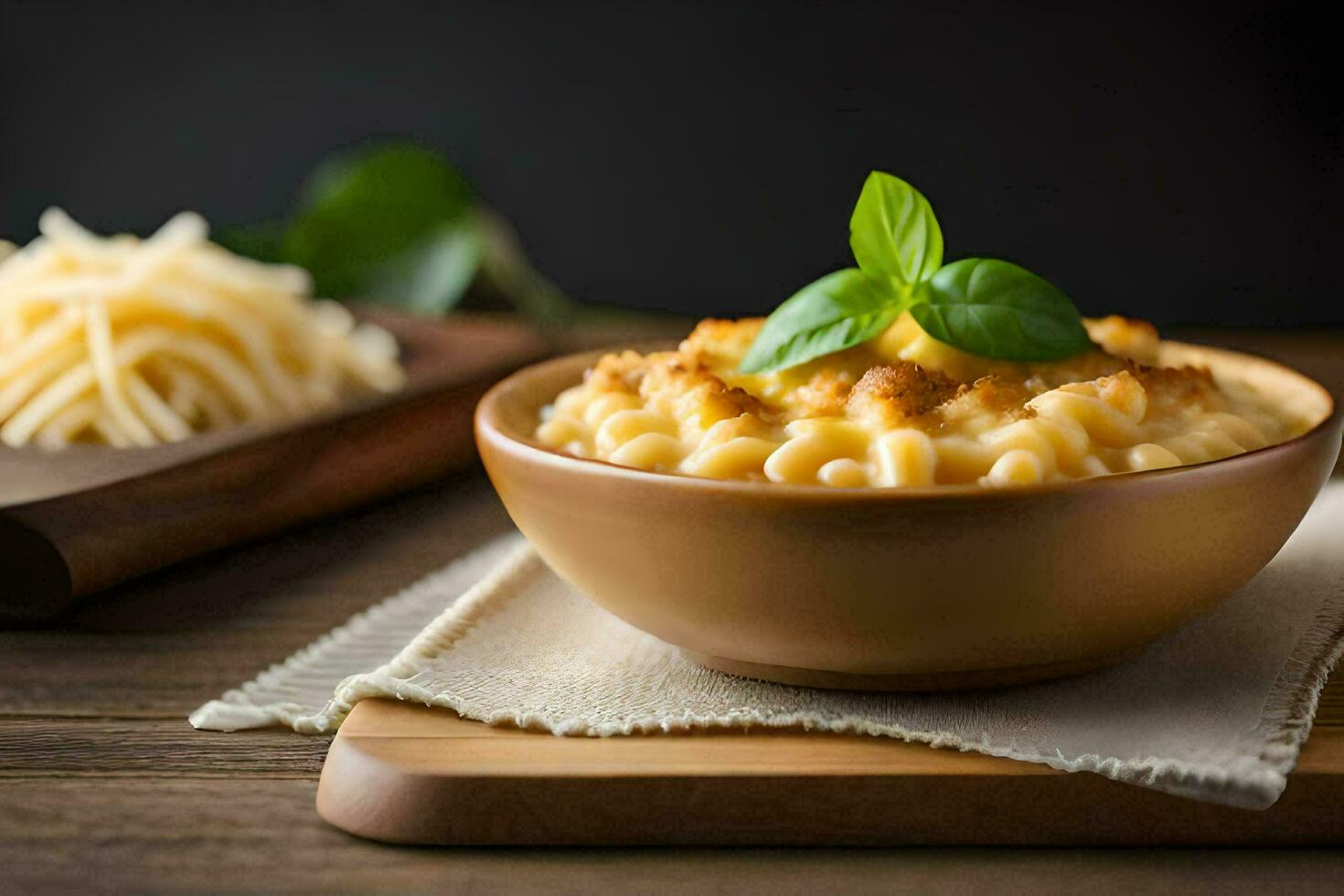 maccheroni e formaggio nel un' ciotola. ai-generato foto