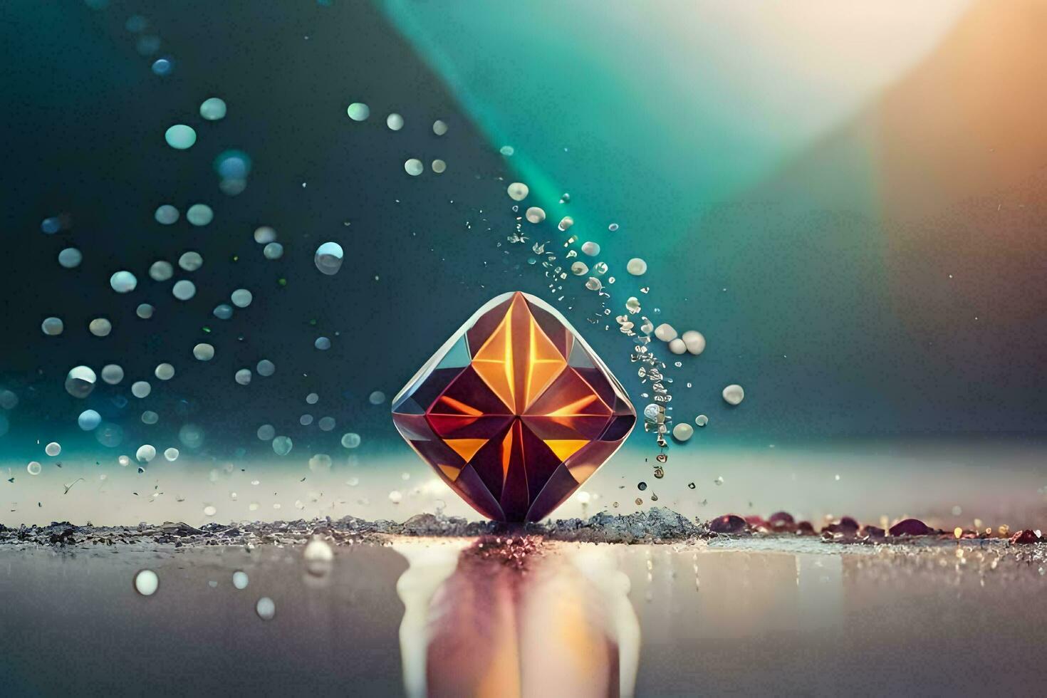 il diamante è galleggiante nel il acqua. ai-generato foto