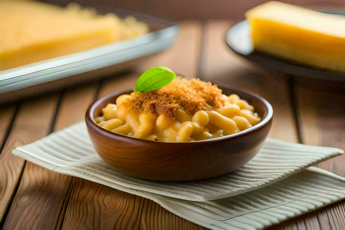 maccheroni e formaggio nel un' ciotola. ai-generato foto