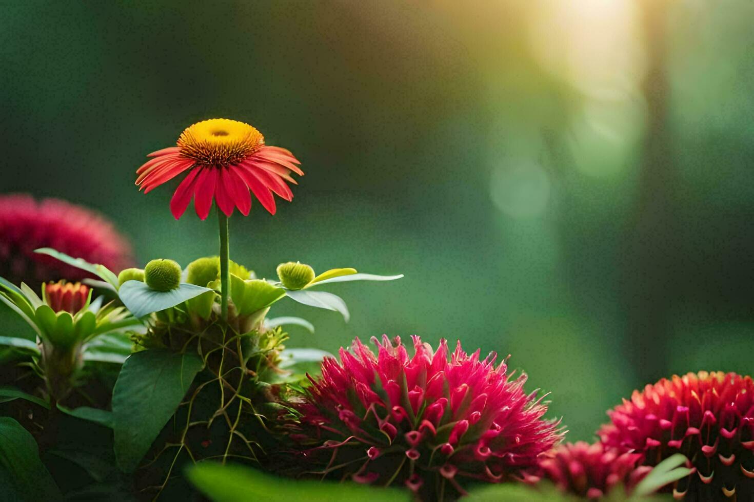 foto sfondo il sole, fiori, natura, il giardino, il sole, fiori, il giardino. ai-generato