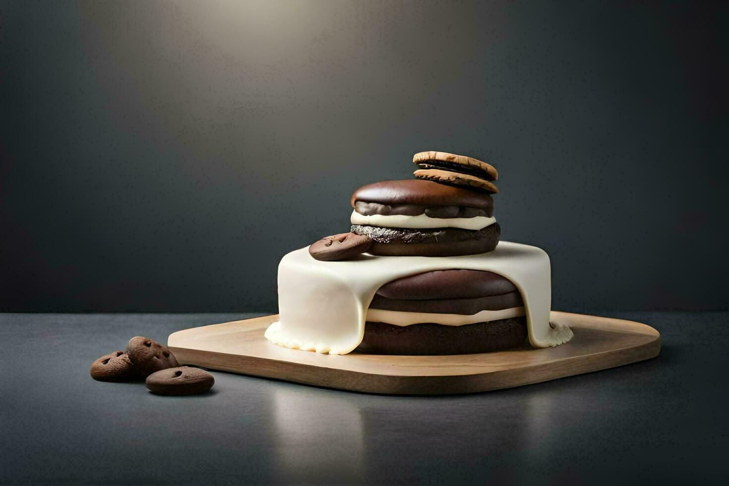 un' cioccolato torta con biscotti su superiore. ai-generato foto
