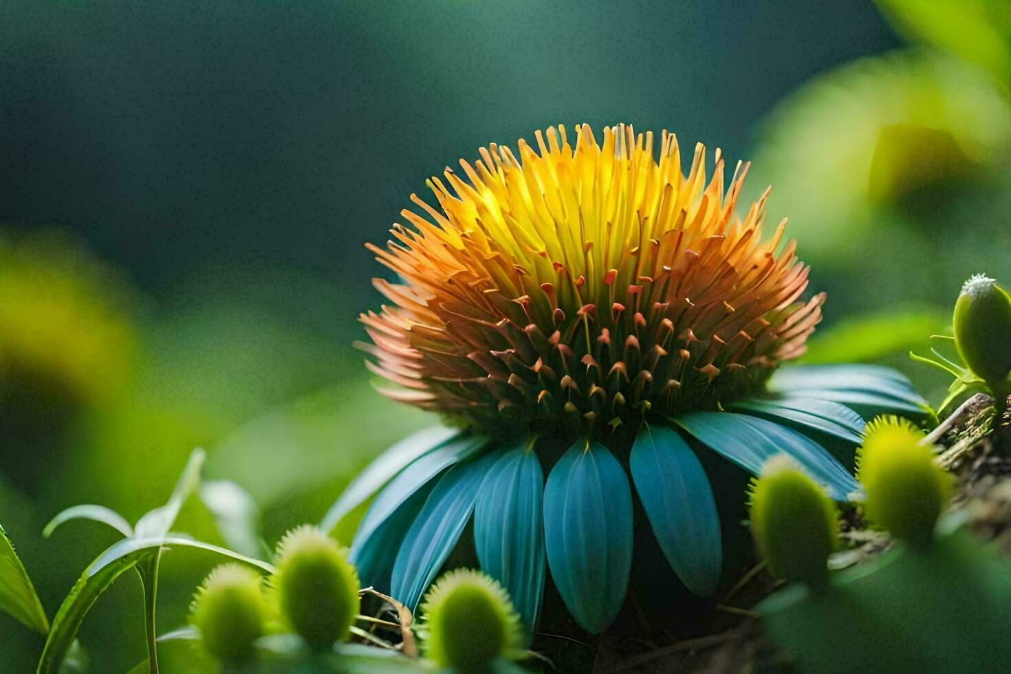 un' fiore nel il foresta. ai-generato foto