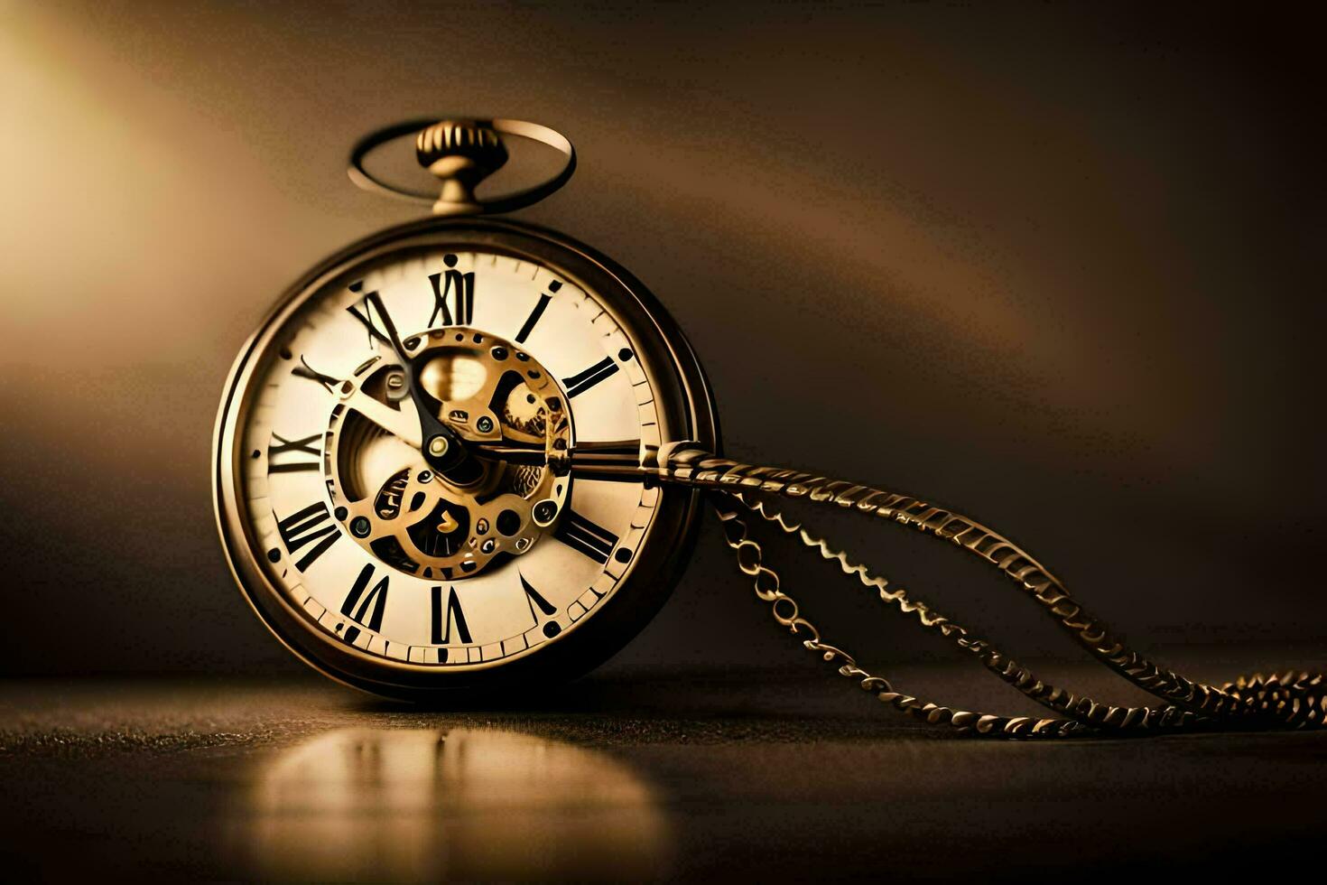 un vecchio tasca orologio con un' catena. ai-generato foto