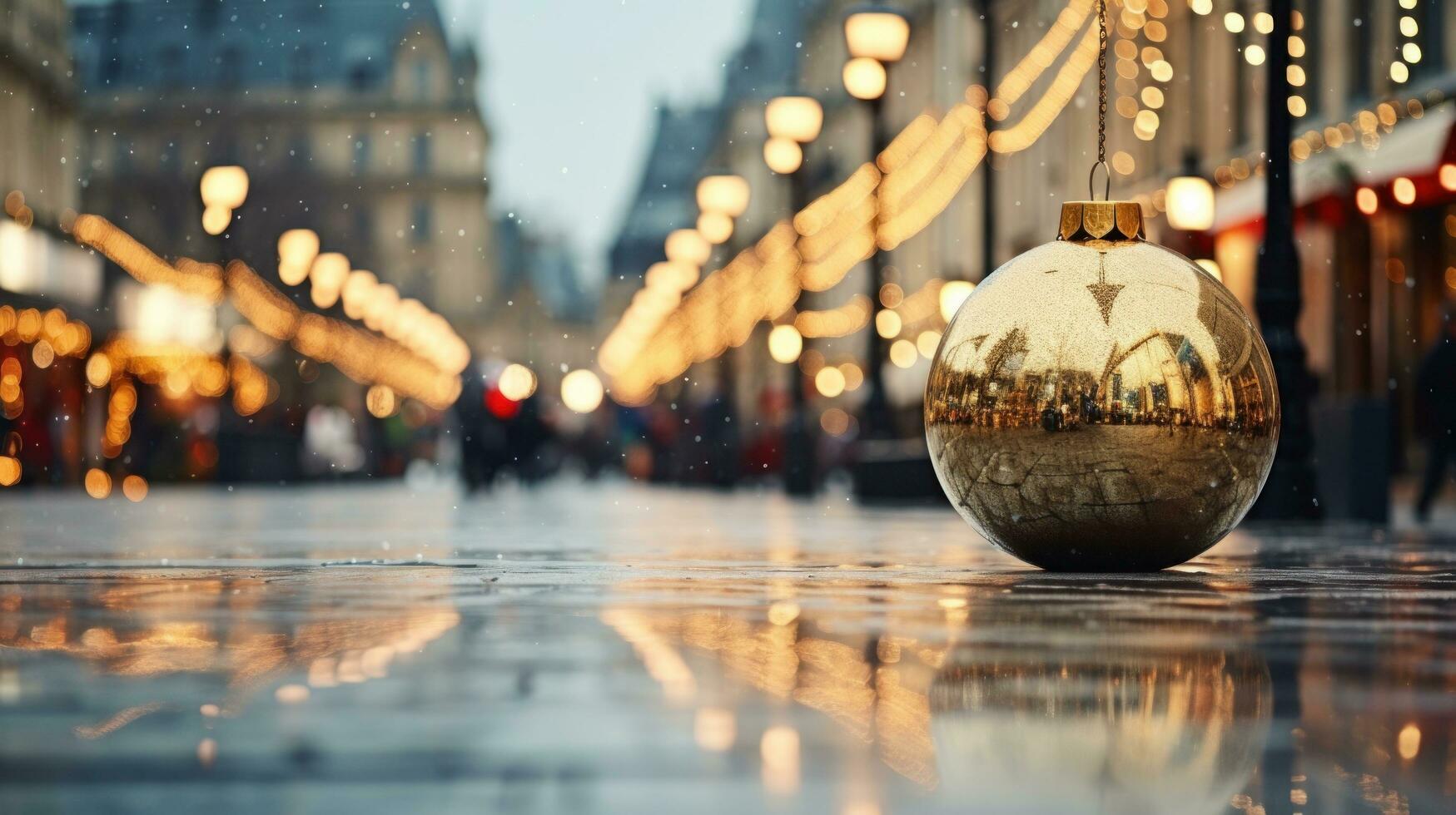 Natale decorazioni su città strada foto