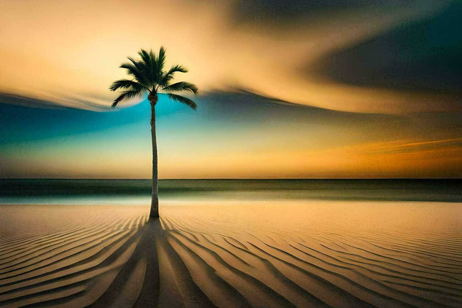 il palma albero su il spiaggia. ai-generato foto