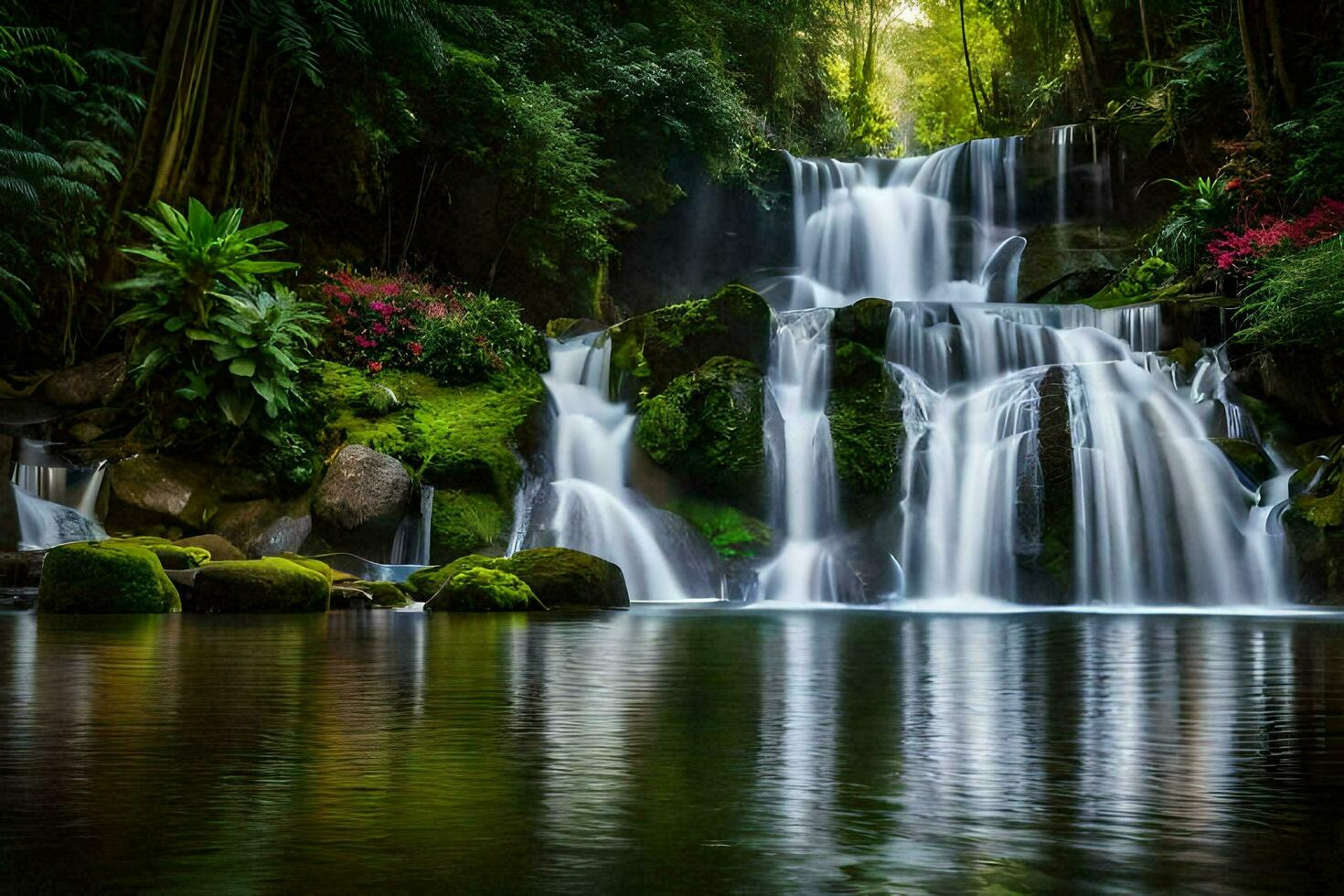 il cascata nel il giungla. ai-generato foto