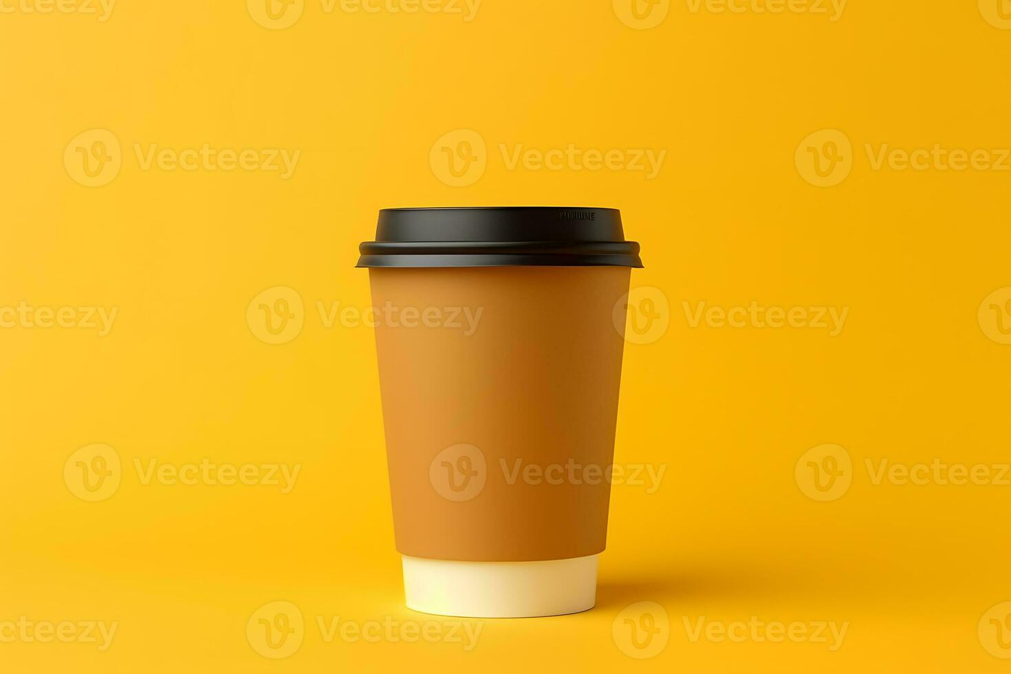 porta via caffè tazza modello su giallo sfondo ai generato foto