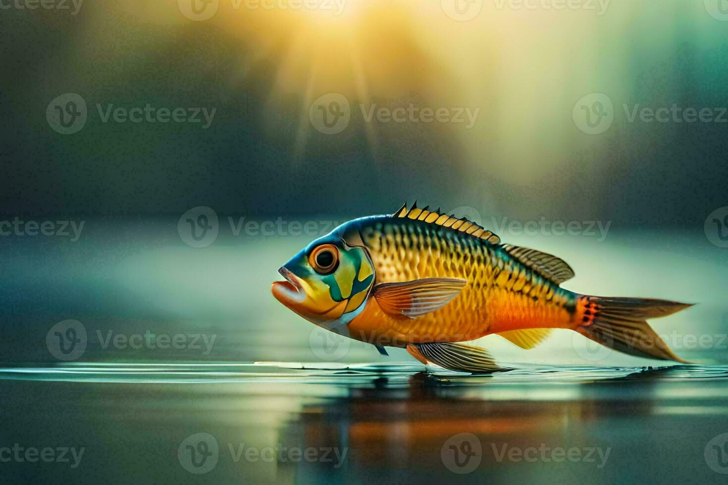 foto sfondo il cielo, pesce, acqua, il sole, il luce, il acqua, il. ai-generato