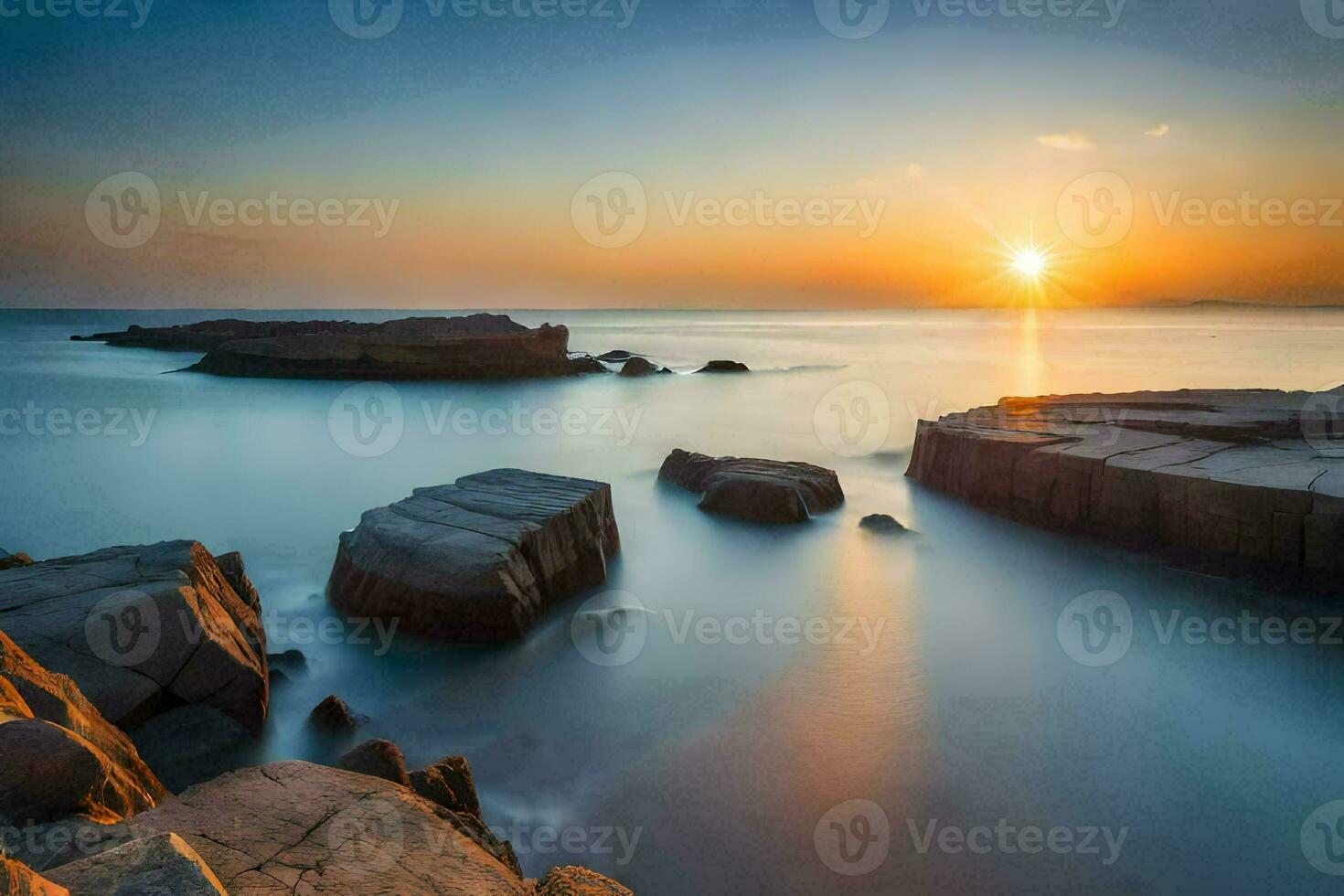 il sole sorge al di sopra di il oceano nel Questo foto. ai-generato foto
