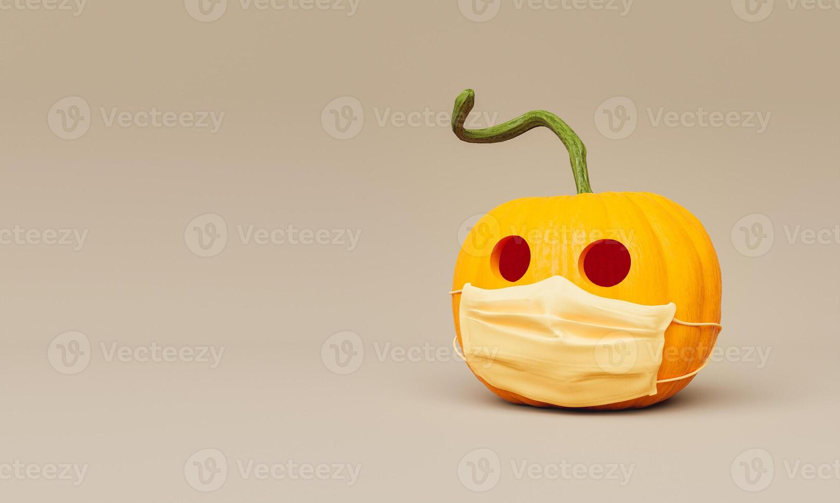 zucca di halloween con maschera medica foto