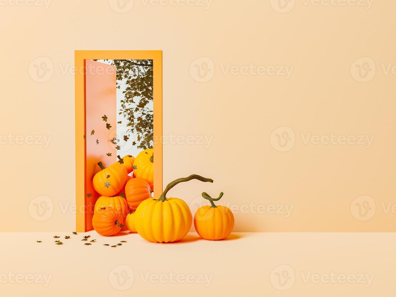 autunno che cammina attraverso la porta foto