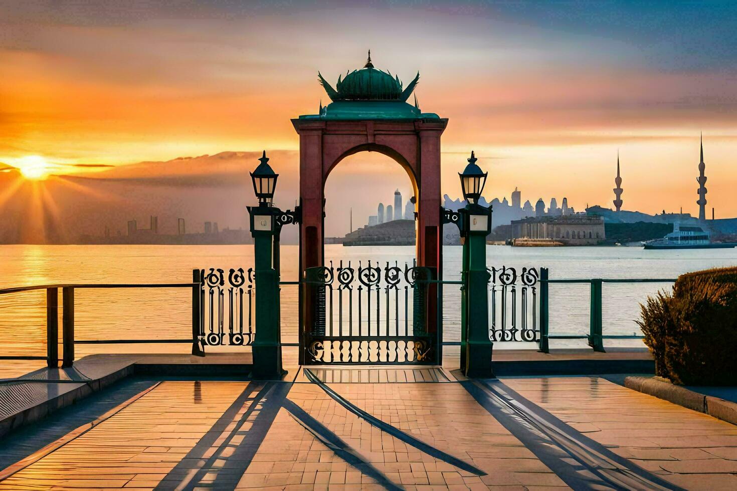 tramonto al di sopra di il città di Istanbul, tacchino. ai-generato foto