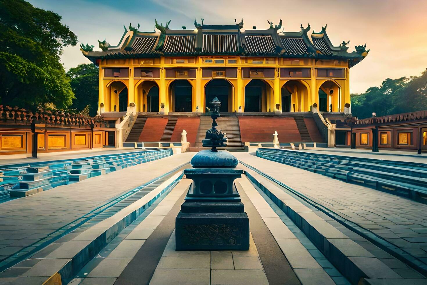 il d'oro palazzo nel ho chi minh città, Vietnam. ai-generato foto