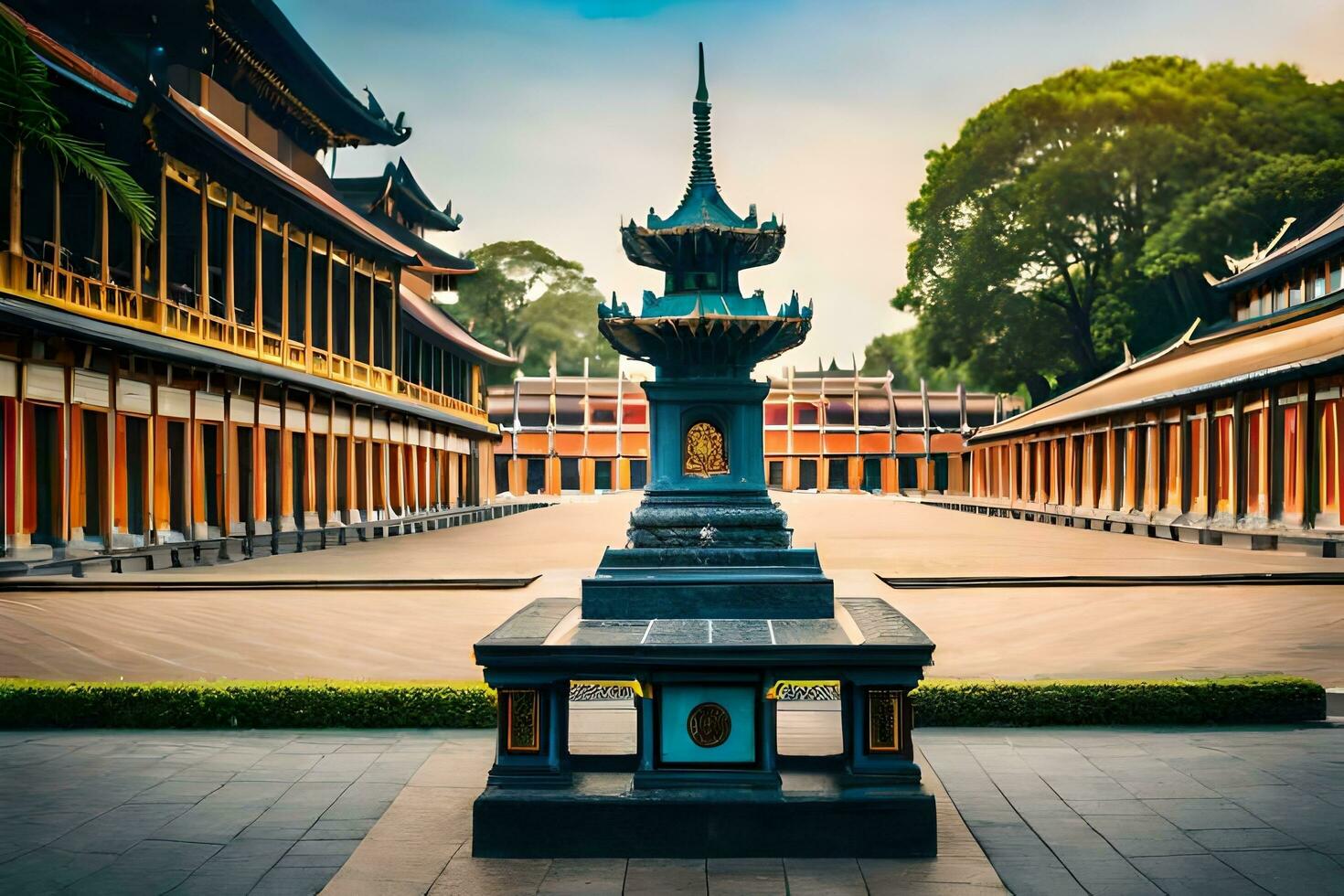 il cortile di il reale palazzo nel ho chi minh città, Vietnam. ai-generato foto