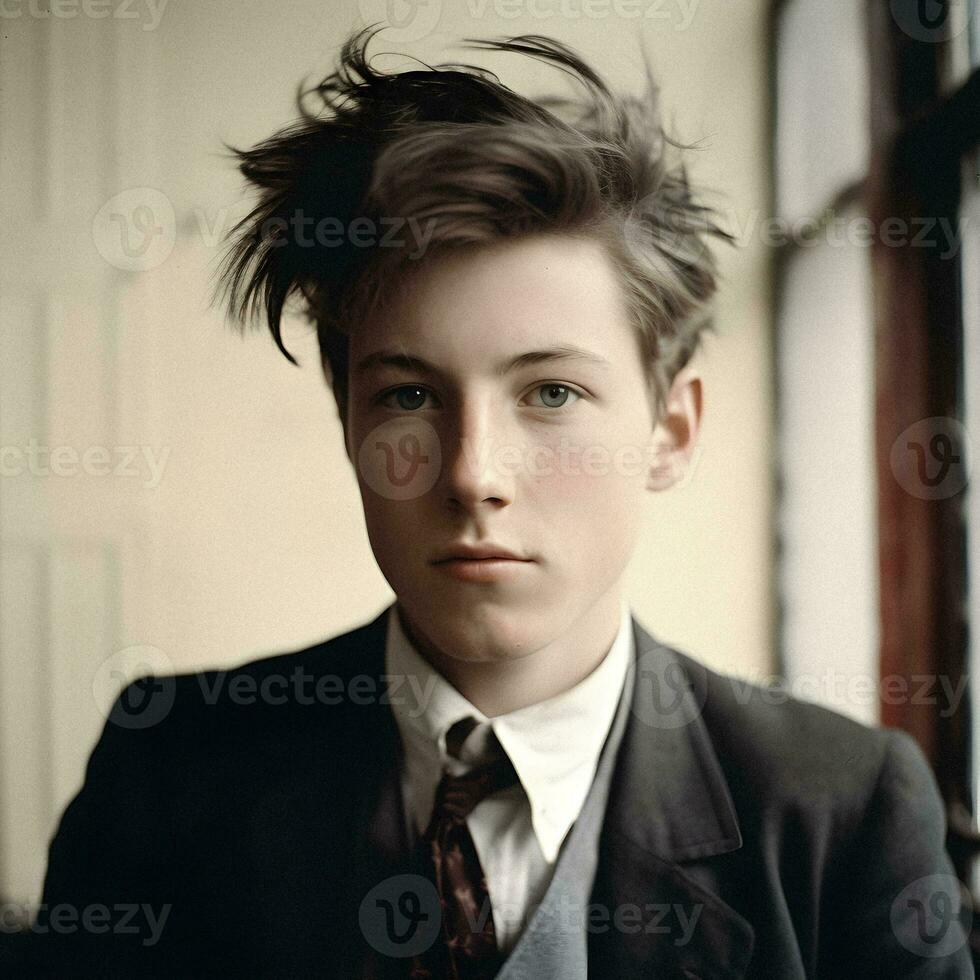 generativo ai ritratto Arthur rimbaud come un' moderno adolescente foto