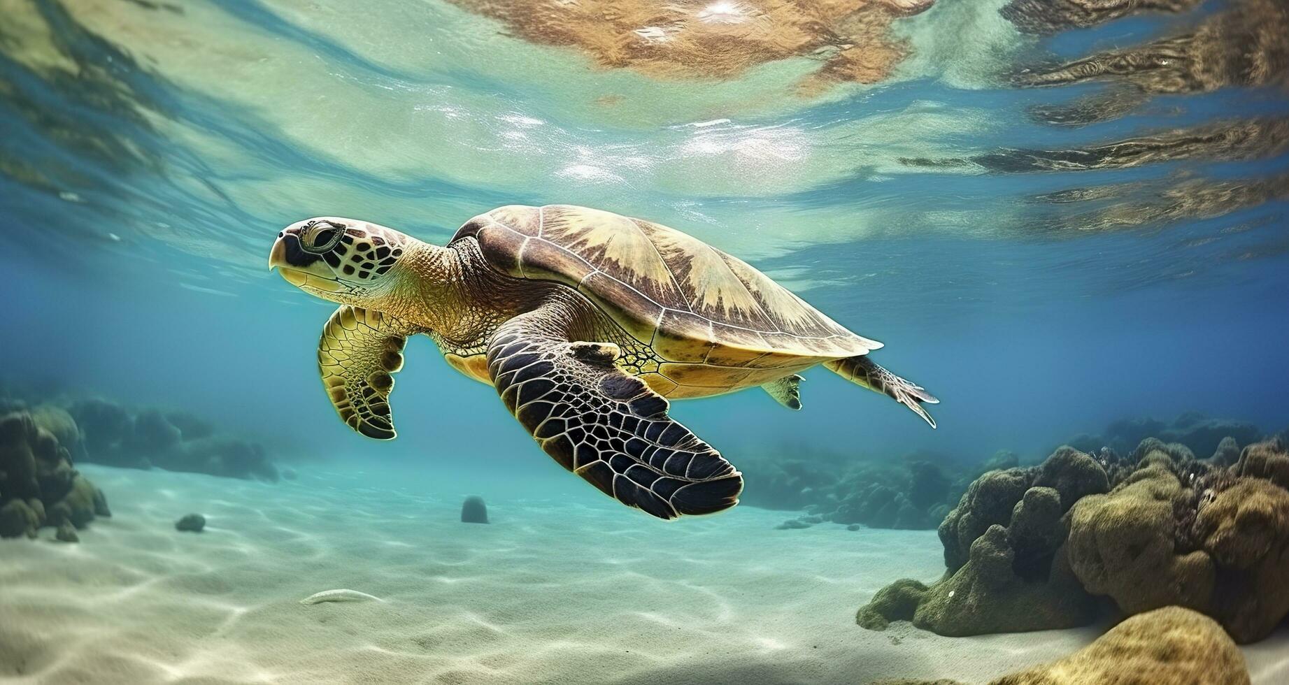 foto di mare tartaruga nel il galapagos isola. generativo ai