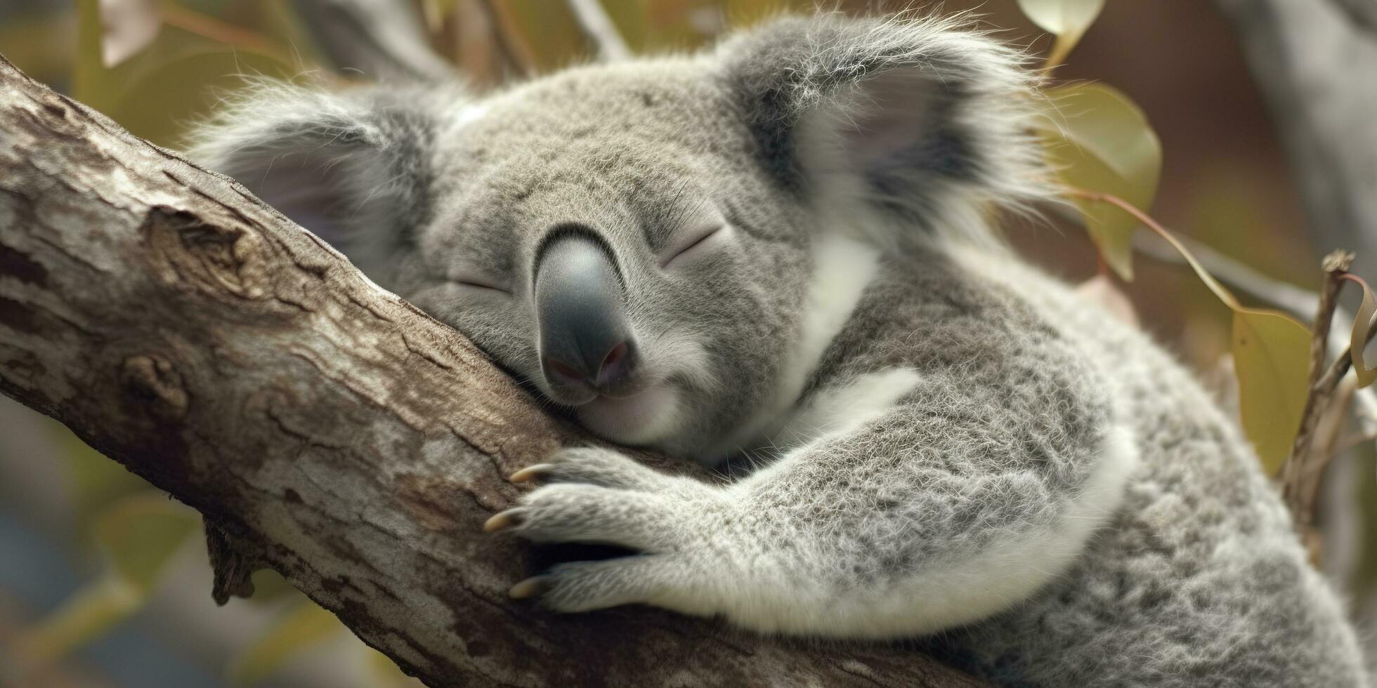 koala addormentato nel albero. ai generato foto