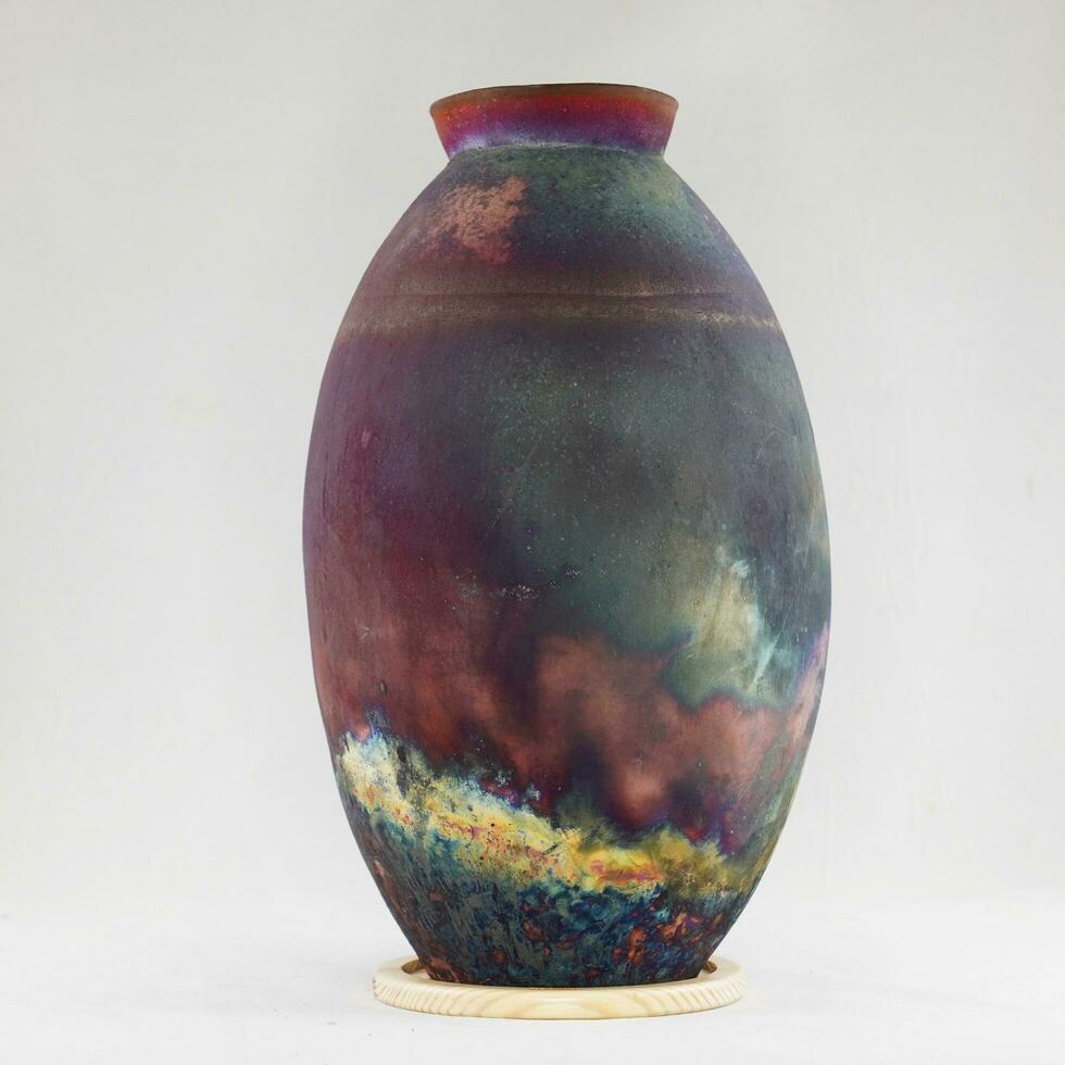 raku ceramica ceramica vaso arcobaleno aurora strutturato modello casa arredamento pezzo a partire dal raaquu di adil ghani a partire dal Malaysia foto