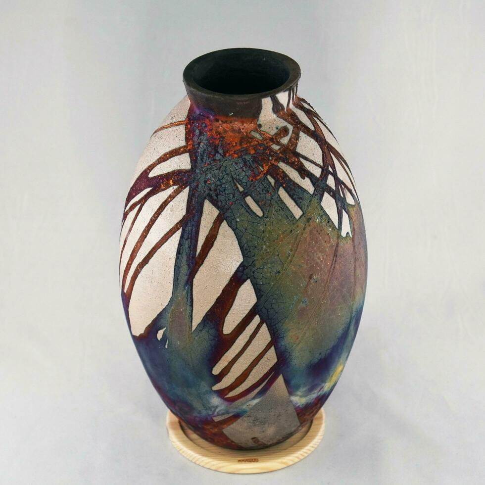 raku ceramica ceramica vaso arcobaleno aurora strutturato modello casa arredamento pezzo a partire dal raaquu di adil ghani a partire dal Malaysia foto