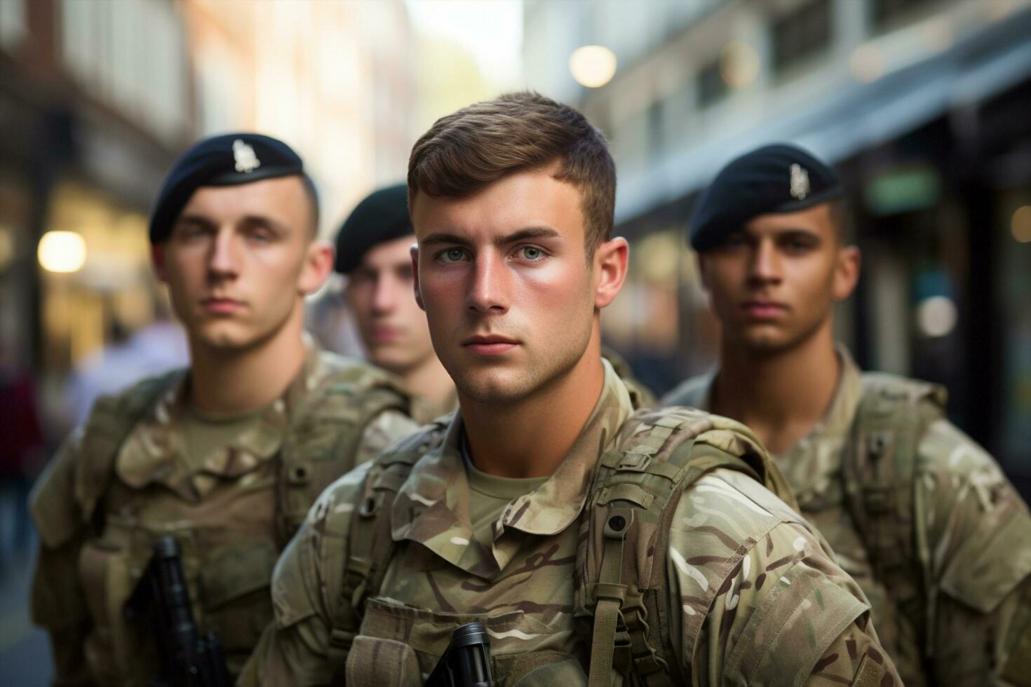 ai generato uniforme maschio soldati armato camuffare nazionale arma cerimonia pistola militare persona guerra città vigore celebrazione parata giorno editoriale evento esercito marzo uomini foto