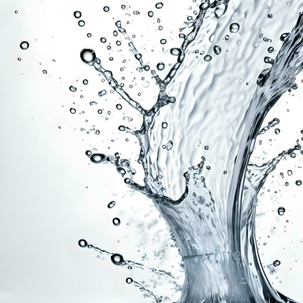 acqua spruzzo con bolle su un' bianca sfondo foto