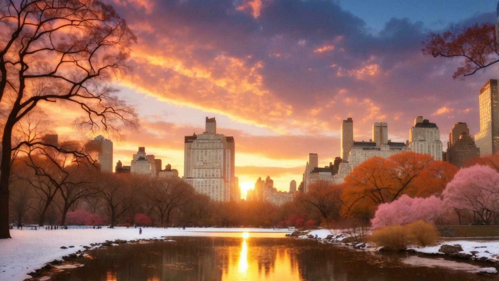 centrale parco nel nuovo York città nel il Stati Uniti d'America ha bellissimo sole. ai generato. foto